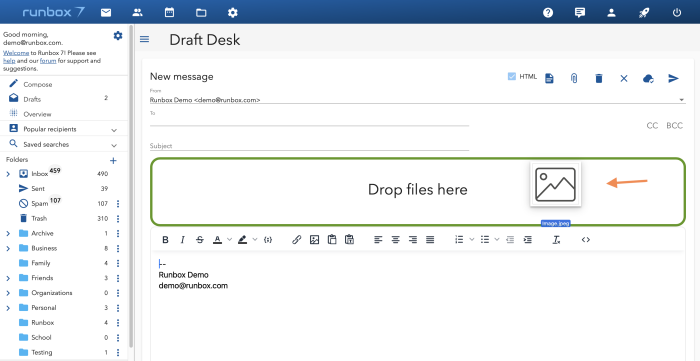 Drag and drop files